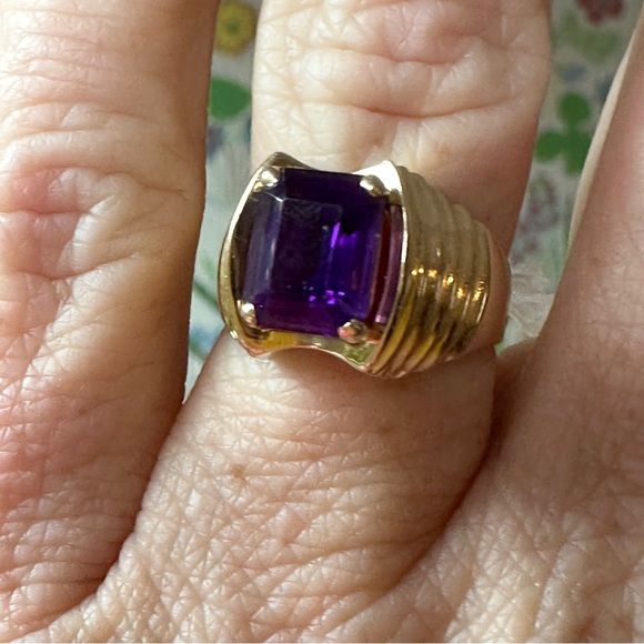 Mid-century modern 14 karat amethyst ring 6.75 size - Picture 2 of 9